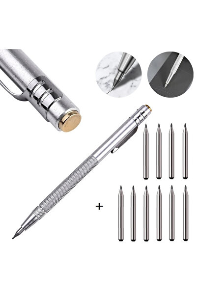 Choice 1 مجموعة 11 قطعة من أقلام الكتابة المصنوعة من سبائك الكربيد، أقلام الكتابة المعدنية الخشبية الزجاجية البلاطية، أقلام تحديد القطع المعدنية