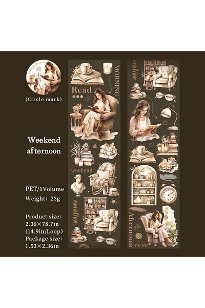 Choice S22015-1 6style 200cm/roll Coffee Theme Character Tape Reading Time Series Handbook Diy Material Dec