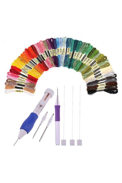 Choice A003 And 50 Lines 50 Colors Embroidery Thread 3 Needles 2 Threaders Craft Tool Punch Needle Set Emb