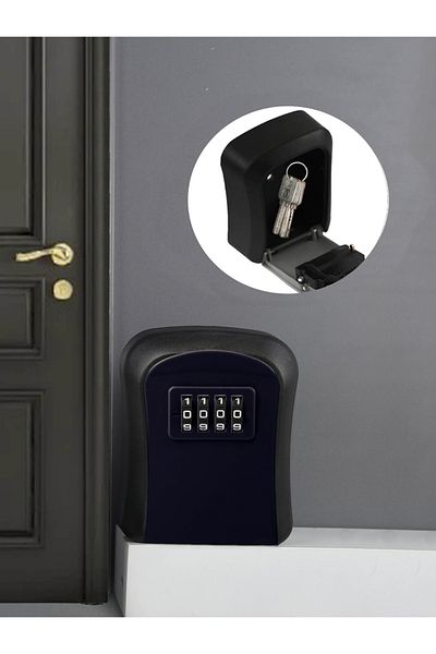 Choice Black 1pc Wall-mounted Key Storage Box, Password Key Box, Outdoor Resettable Secret Code Lock Safe L