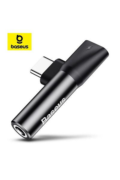 Baseus Black L41 Type-c To 3.5mm Jack Audio Cable Earphone Splitter Adapter For Xiaomi Huawei Usb C