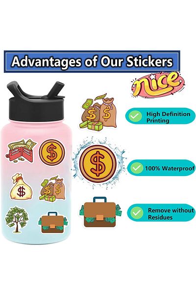 Choice 50pcs 50pcs Funny Money Dollar Aesthetic Graffiti Stickers Luggage Skateboard Laptop Guitar Sticker