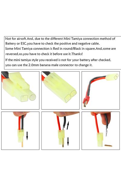Choice 2 Pairs Mini Tamiya Style Connector To T Plug Male Female 16awg Silicone Cable Wire Adapter For R...