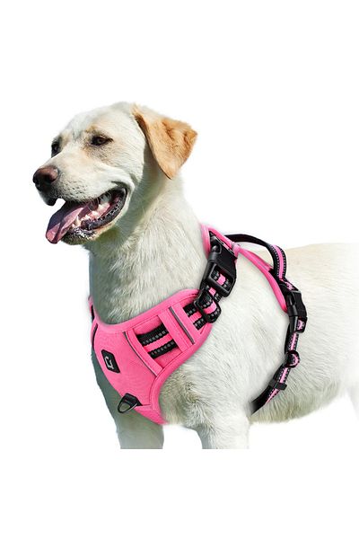 Choice L Pink No Pull Dog Harness, Adjustable Soft Padded Pet Vest With Easy Control Handle