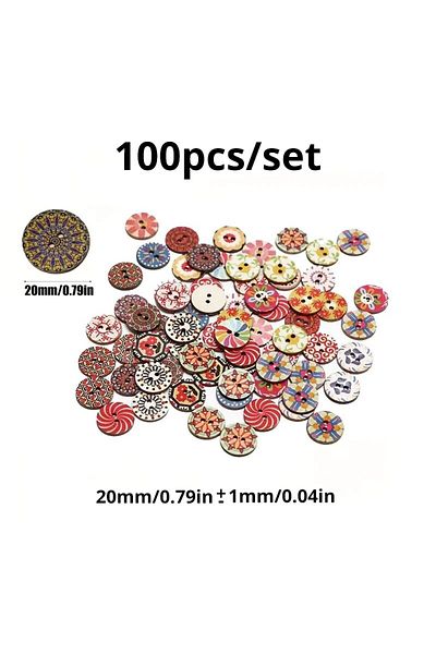Choice 100pcs, 20mm Vintage Wooden Buttons Colorful Painted Craft Wood Decorative Buttons DIY Sewing For...