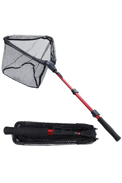 Sougayilang Red 3section 112cm Fishing Net 65/95/112cm Folding Fishing Brail Net Telescopic Fishing