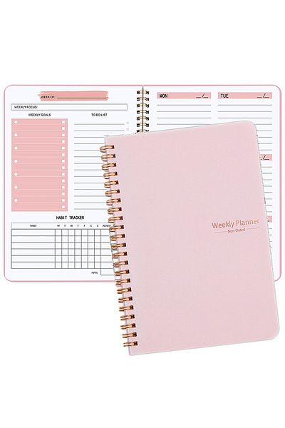 Choice A5 Pink 2025 Tree Pattern Spiral Bound Weekly Planner & Notebook & Schedule Organizer, Stationery Fo