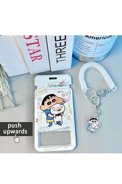 Choice B Cute Crayon Shin-chan White Transparent Card Holder Crayon Shinchan Id Card Identity Credit Cover.
