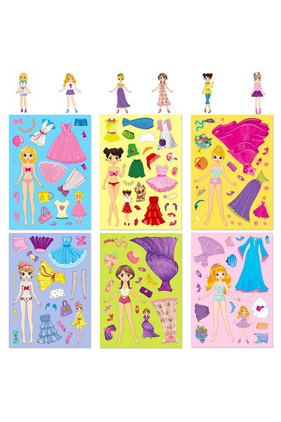 Choice 6pcs 6sheets Children Diy Puzzle Sticker Games 6 Princess Make A Face Funny Assemble Jigsaw Stickers