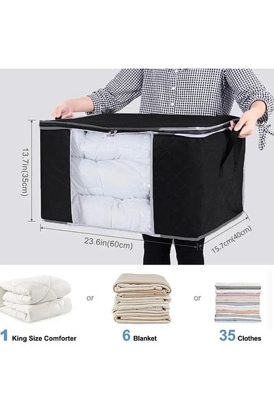 Choice 1pc Black 1/2pcs Non-woven Fabric Blanket Organizer Quilt Storage Bag Blanket Storage Bags Zipper Du