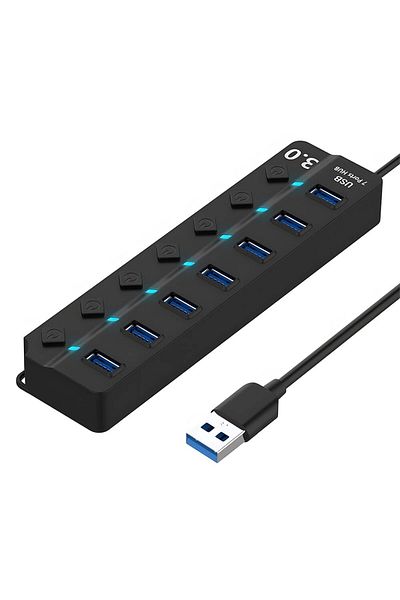 DBIT موزع USB 7 في 1 موزع USB 3.0/2.0 موزع USB 7 في 1 محول USB متعدد المحاور قاعدة تبديل مستقلة