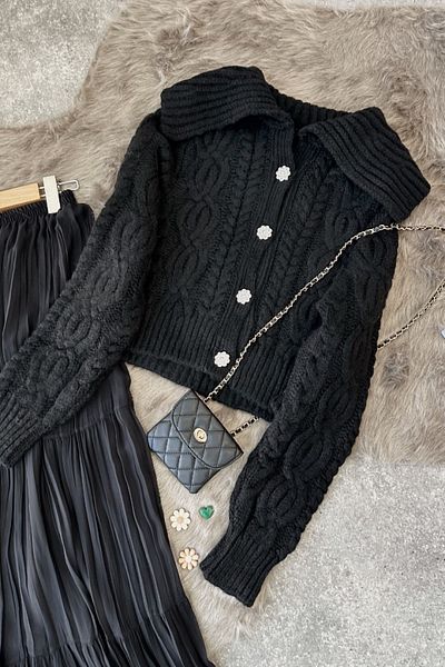 Poliyance Efru Black Cardigan