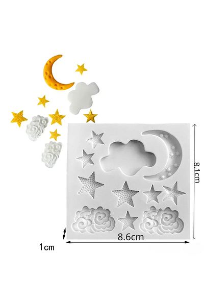Choice Light Grey Moon Stars Clouds Cake Decoration Mold Fondant Silicone Cake Mold Diy Chocolate Mousse Ki