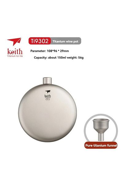 Choice Ti9302 150ml Keith Pure Titanium Flagon 150ml Portable Outdoor Travel Camping Whiskey Wine Alcohol B