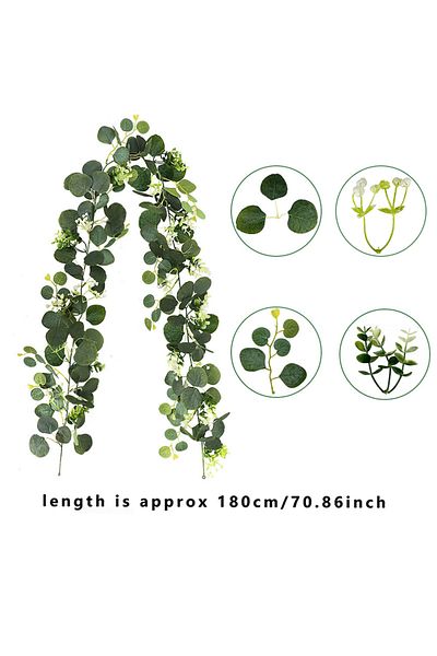 Choice Artificial Vine Artificial Eucalyptus Leaves Greenery Garland Faux Plant Spring Vines With White Flo
