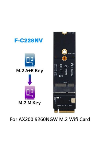fenvi F-c228nv Ngff M.2 A E Key To Nvme Pci Express Ssd Port Converter Adapter F-c228nv For Ax200 Ax
