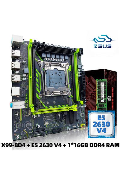 Choice Motherboards X99-8D4 ZSUS Motherboard Set Kit With LGA2011-3 Xeon E5 2630 V4 CPU DDR4 16GB (1*16GB)