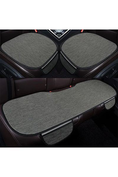 Choice Gray Burlap Car Seat Cushion Three-piece Set