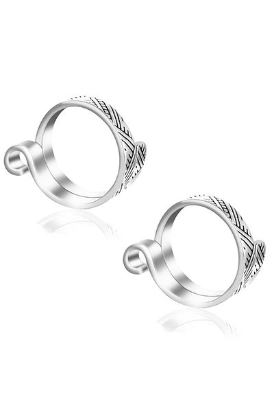 Choice 2pcs Silver Knitting Loop Adjustable Open Ring Webbing Jewelry Crochet Wool Knitting Finger Wear Thi