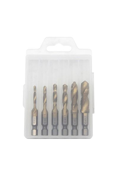 Choice M3-m10 6pc Plastic Box Set 6pc High Speed Steel M3-m10 Titanium Plated Composite Tap Hexagonal Drill