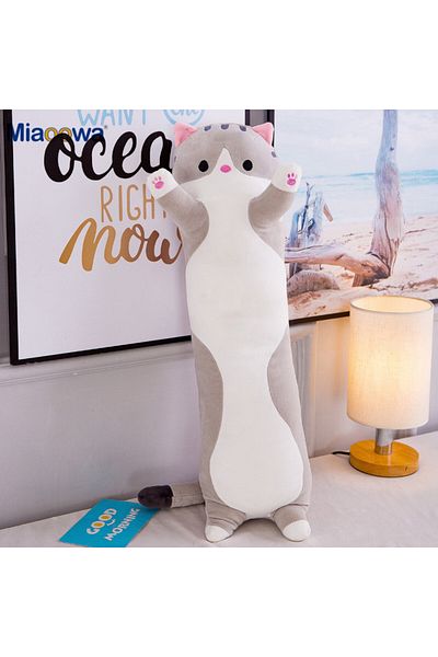 Choice 70cm Grey Cat 50/70cm Cute Soft Long Cat Plush Toys Stuffed Pause Office Nap Pillow Bed Sleep Home D