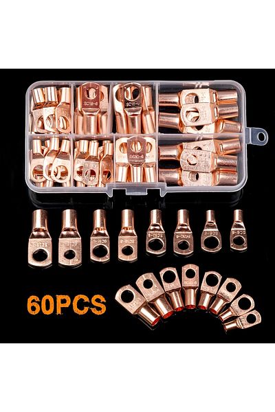 Choice 60pcs Wire Lug Connector Ring SC6-25 Copper Connectors Bare Cable Electric Crimp Terminal Connect...