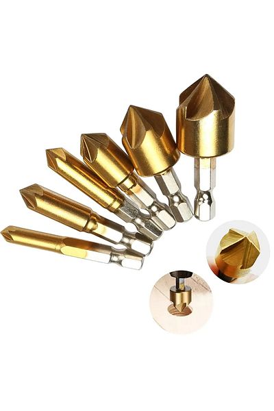 Choice Hexagonal Shank Five-edged Chamfering Tool High Carbon Steel Titanium-plated Five-edged Hole Opener