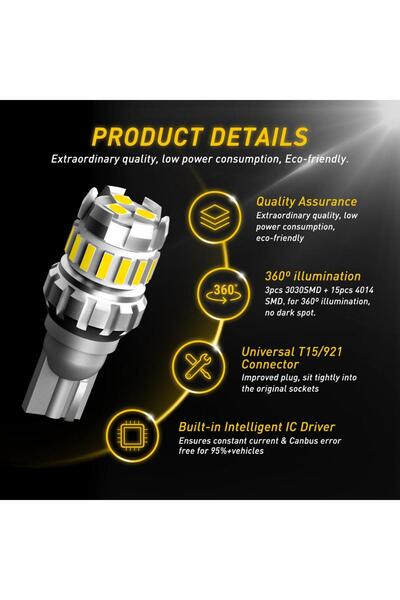 Choice T15 AUXITO 2 قطعة W16W T15 LED لمبات Canbus خالية من الأخطاء LED ضوء احتياطي T16 921 912 W16W LED لمبات سيارة
