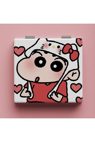 Choice 4 Cartoon Crayon Shin Chan Handheld Mirror Folding Double Sided Mirror Anime Periphery Makeup Cute .