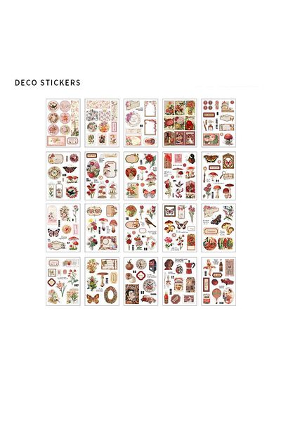 Choice B 20 Sheets Vintage Pet Sticker Book Diy Diary Butterfly Ins Album Scrapbooking Retro Flower Materi.