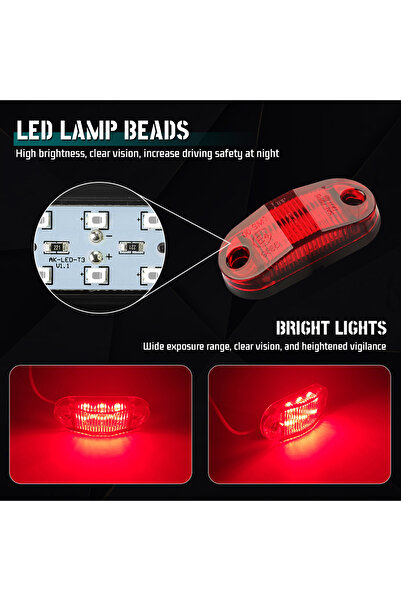 Choice قطعتان من مصابيح LED الجانبية الحمراء وقطعتان من مصابيح التحذير LED للمقطورة ومصابيح الطوارئ ومصابيح الإشارة الصناعية