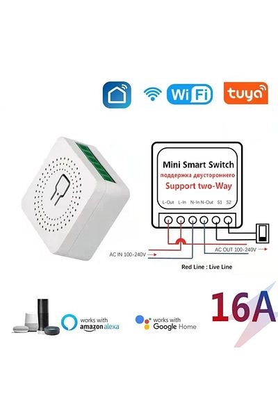 Choice قطعة واحدة من وحدة التبديل الذكية Tuya 16a Wifi ذات التحكم ثنائي الاتجاه وقاطع التبديل الصغير للحياة الذكية والعمل مع Alexa G