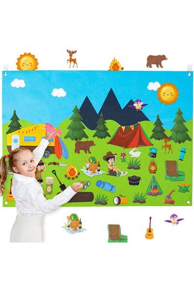 Choice 46Pcs Camping Felt Board Story Set Adventure Camp Out Forest Theme Preschool Early Learning Story...