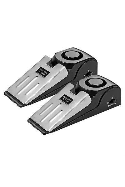 Choice 2 Pack Wireless Door Stop Alarm System 125db Loud Home Security Anti-theft Door Block System Port...