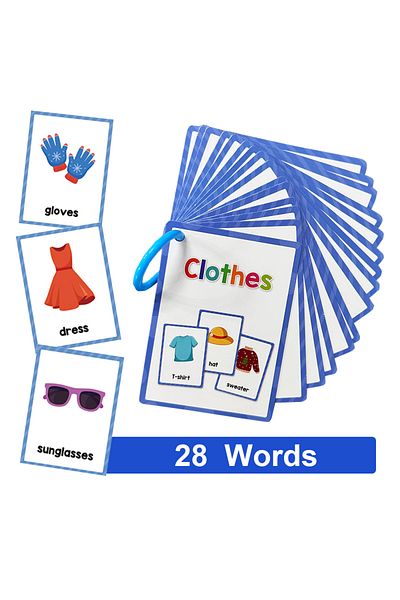 GSF Clothes 15pcs Montessori Kids English Words Learning Flashcards Early Educational Cards Classroom Su