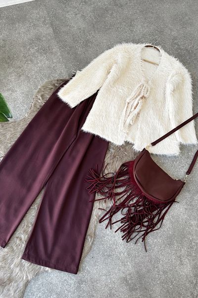 Poliyance Rose Burgundy Palazzo Trousers