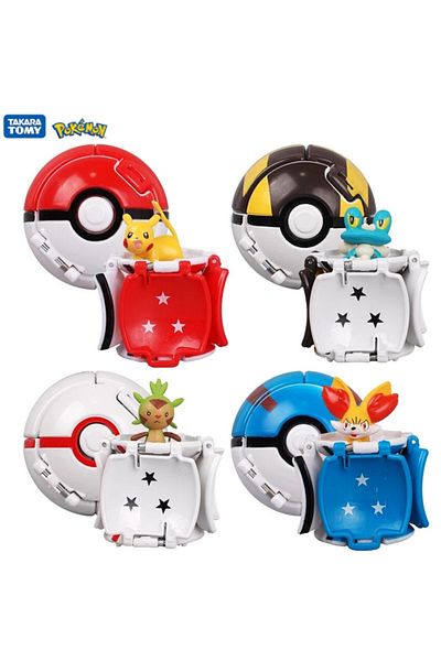 Choice 4Pcs/Set TOMY Pokemon Elf Ball Pikachu Pokeball Pocket Monster Variant Toy Action Figure Model To...