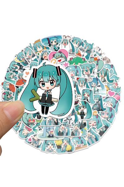 Choice 65pcs Hatsune Miku Sticker Pack Waterproof Phone Case Cartoon Journaling Stationery Kawaii Packag...