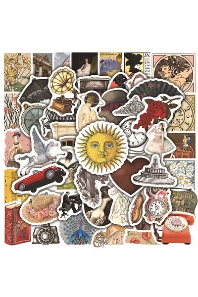 Choice 50pcs Vintage 50pcs Retro Vintage Cottagecore Stickers Laptop Tablet Phone Luggage Scrapbooking Guit