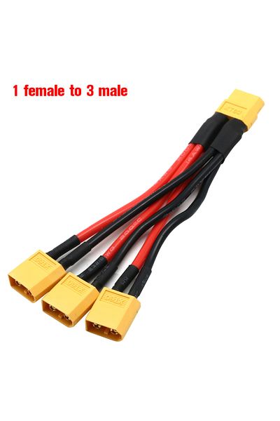 U-Angel-1988 1 Female To 3 Male Xt60 Parallel Battery Connector Male/female Cable Dual Extension Y Splitter/ 3-wa