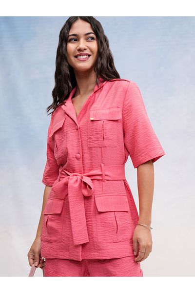 Vishudh By Styli Pocket Detail Textured Shirt & Shorts Co-Ords