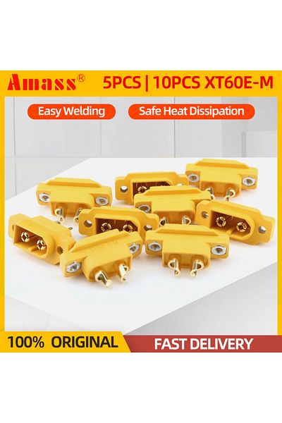 Choice 10PCS 5/10PCS Amass XT60E-M XT60E XT60 Male Plug Connector Gold Plated For RC FPV Aircraft Drone Hel