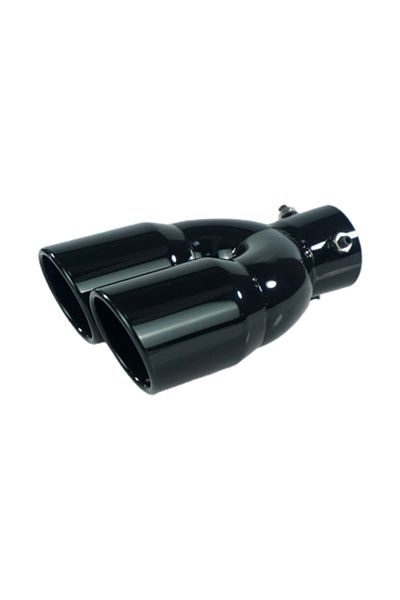 Choice Universal 63mm Car Inlet Double-Barrel Rear Exhaust Tip Tail Pipe Muffler Black Titanium Outlet S...