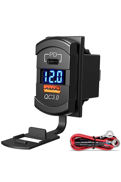 Choice Blue Screen 12v Dual Usb Car Charger Socket Qc3.0and Pd Fast Car Charger With Voltage Digital Displa