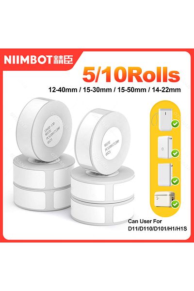 NiiMbot Thermal Label Paper Pricetag Name Waterproof Tear Resistant 12*40mm 160pcs/roll Home Book File Pa...