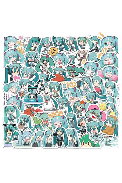 Choice 65pcs Hatsune Miku Sticker Pack Waterproof Phone Case Cartoon Journaling Stationery Kawaii Packag...