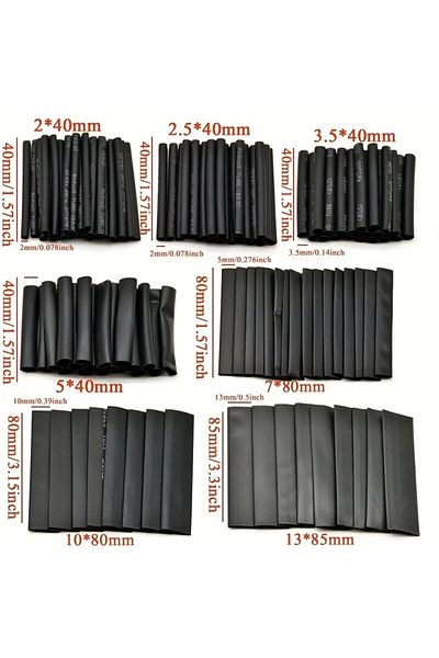 Choice 127pcs/lot Black Heat Shrink Sleeving Set Thermoresistant Tube Shrink Wrapping Wire Cable Polyol...