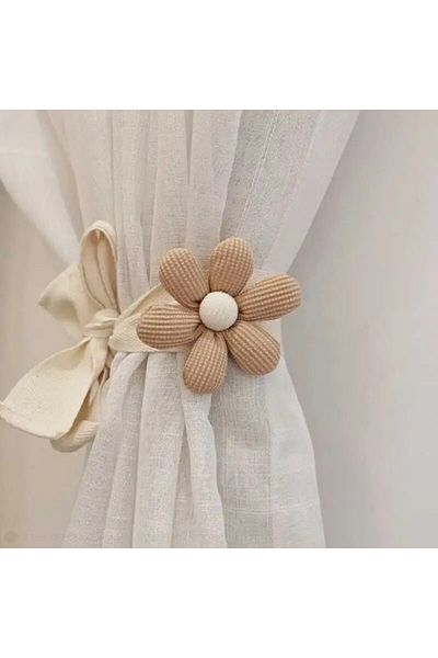 Choice khaki 3D Flower Curtain Ties Car Curtain Ties Decorative Ties Bundle Rope Children's Room Decoration