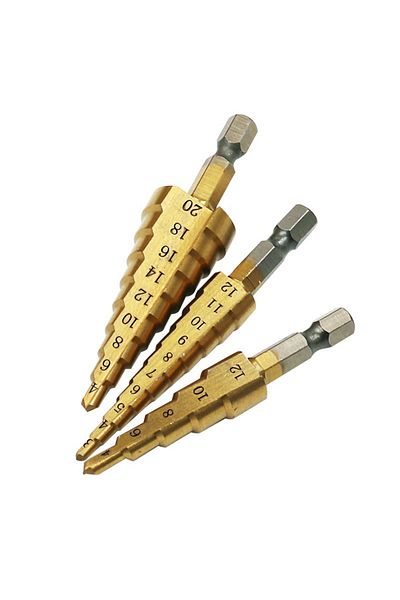 Fbiannely Gold Hss Steel Titanium Coated Step Drill Bits 3-12mm 4-12mm 4-20mm Step Cone Cutting Tools Steel Wo