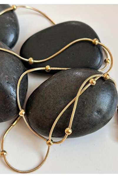 juleeco İnce Topçuk Detaylı Gold Çelik Zincir